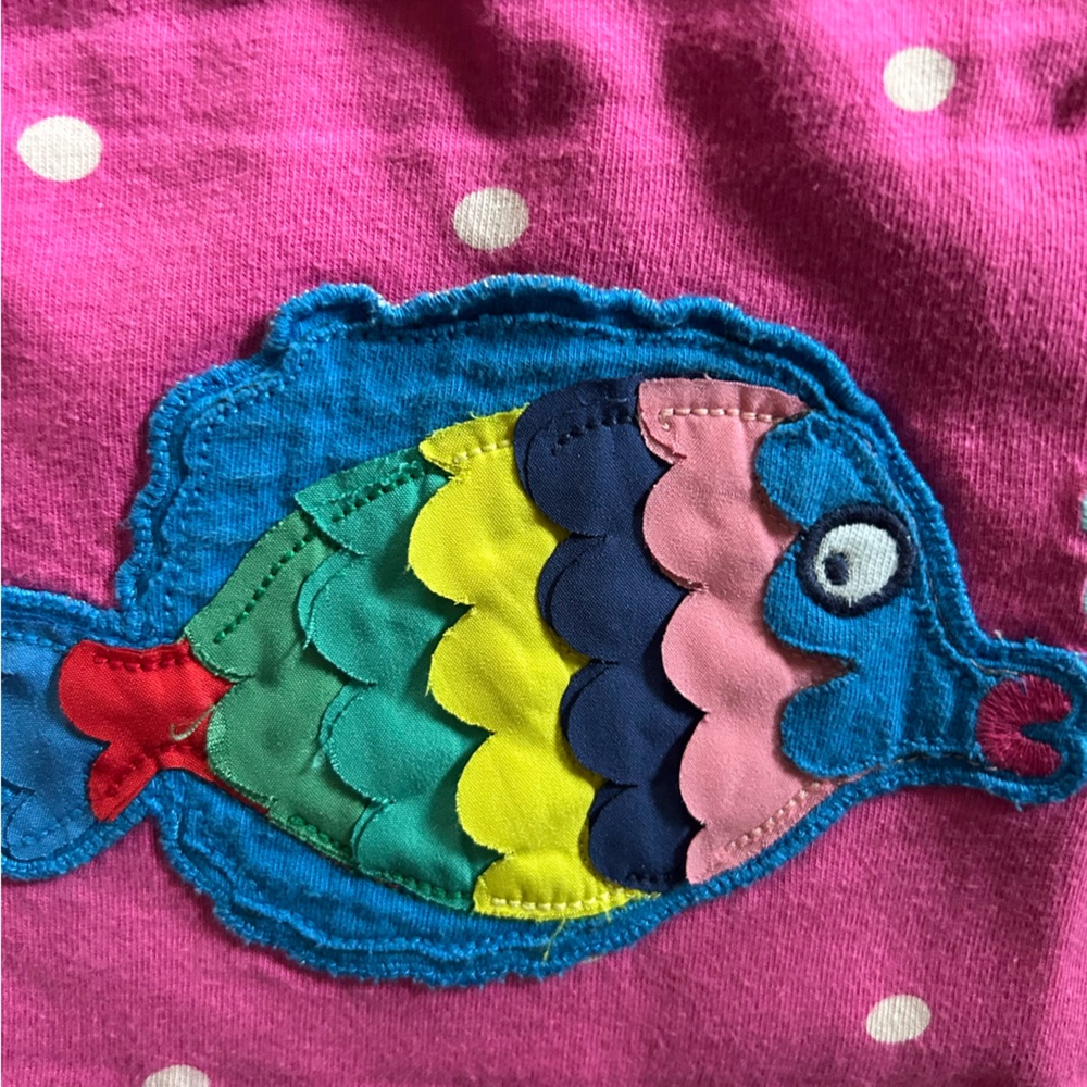 Mini Boden appliqué pocket tunic - pink spot fish - size 3-4Y - Picture 8 of 8